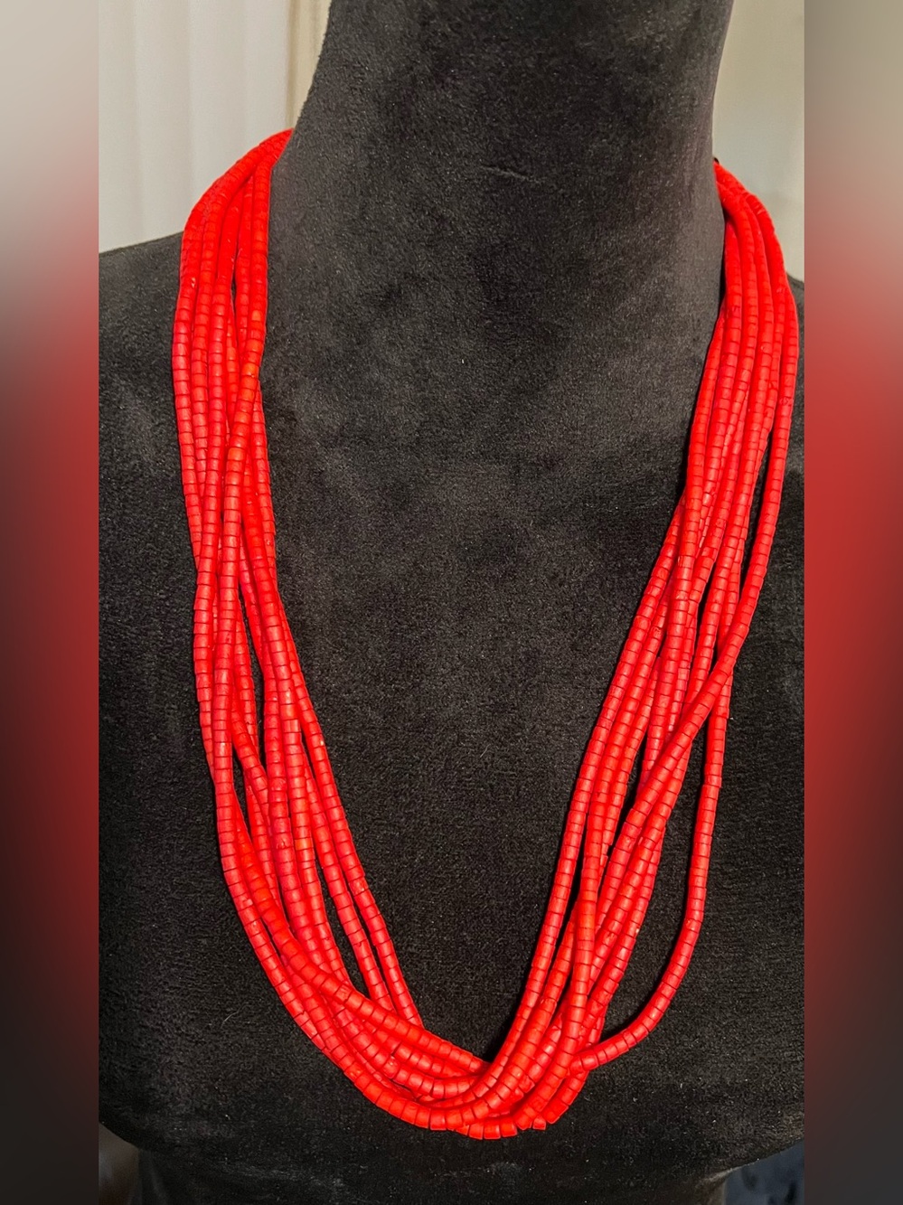 Multi-Strand Red coral Beaded Necklace - Women Jewelry